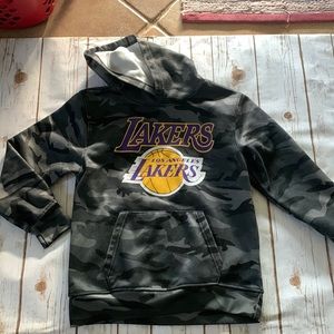 Camo color LA Lakers kids hoodie with front pocket , grey color